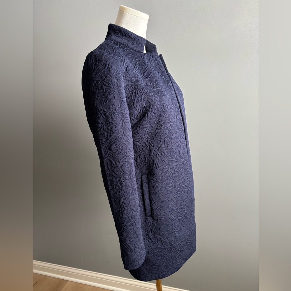 Chico's Navy Textured Long Blazer Jacket - Picture 6 of 7